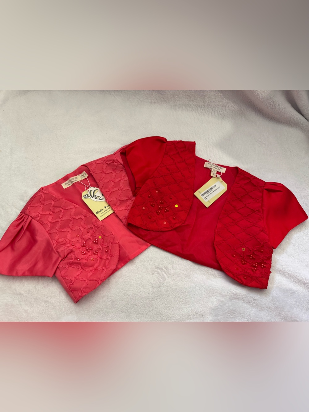 Richie House 5/6 Coral and red Lace Bolero Shrug